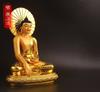 Golden Ornament of Buddha Shakyamuni, Buddha Statue, Buddhist Tathagata Buddhism, Resin Handicraft, Small Home Decor