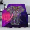 Cute Elephant Print Throw Blanket African Animals Warm Cozy Flannel Home Decor Colorful Dreamy Bubbles Pattern