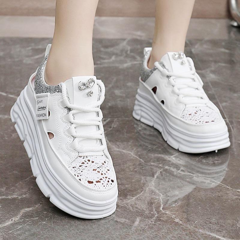 Fashion Women Fashion Sandals 2024 Summer New Breathable Hollow Out Platform Casual Shoes Designer Trend Increase Flat Shoe Mujer Verano