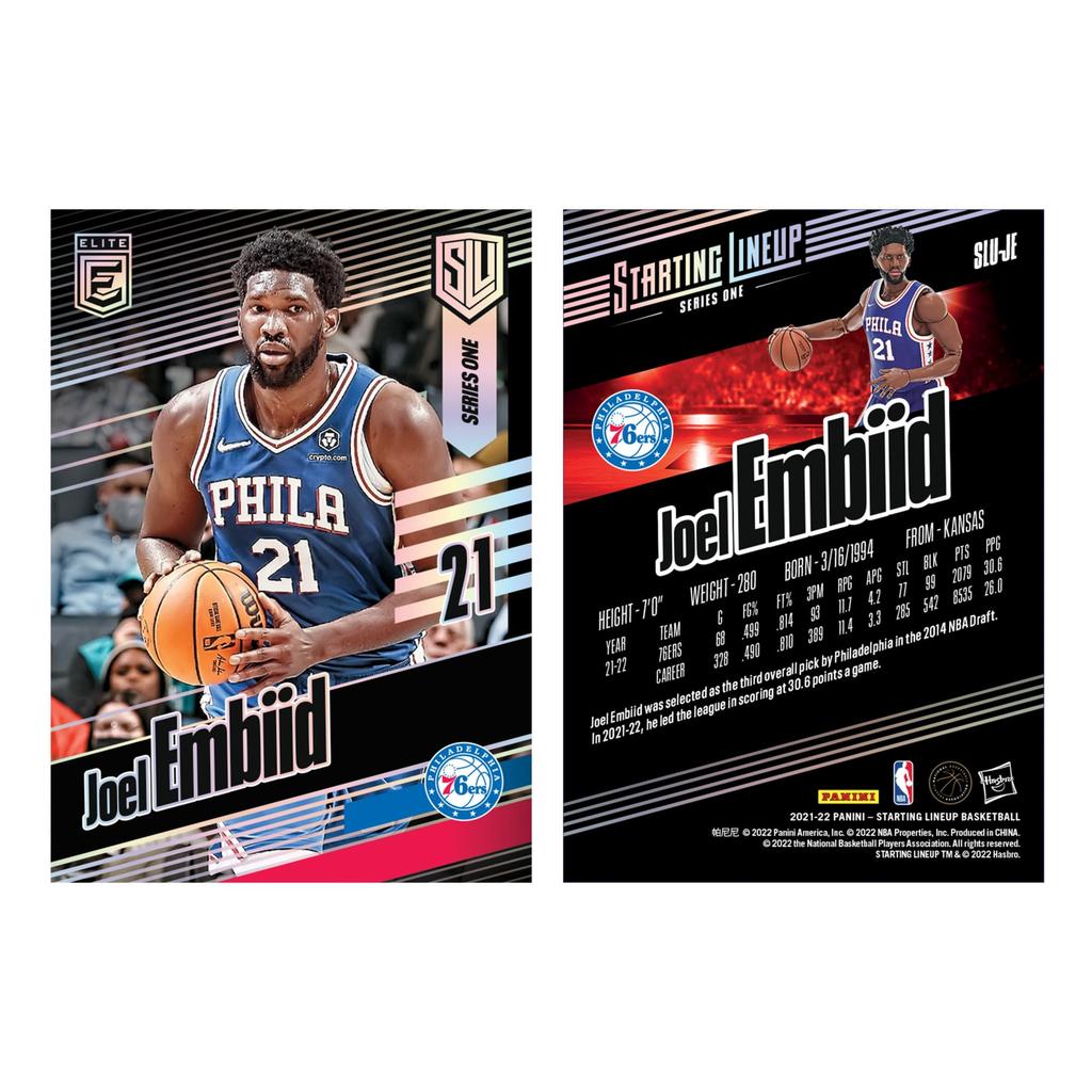 Hasbro Starting Lineup NBA Series 1 Joel Embiid 6-inch (15cm) Size Action Figure with Limited Panini Sports Trading Card Basketball F8184 Genuine
