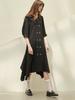 MITTE Cape Collor Unbalance Ham Line Dress_Black
