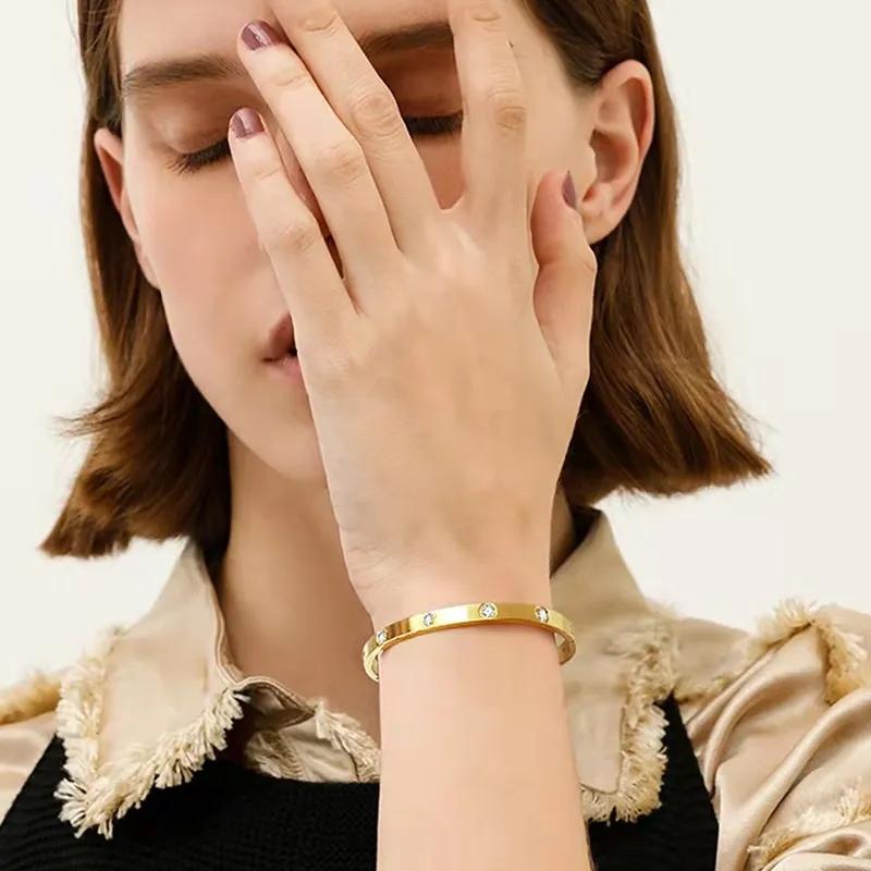 Gold Plating Lover Bracelets & Bangles for Women Charming Zirconia Couple Bracelet New Trendy Luxury Jewellery