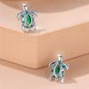 Cute Female Green Turtle Zircon Stone Stud Earrings Silver Color Dainty Gift Wedding Jewelry For Women