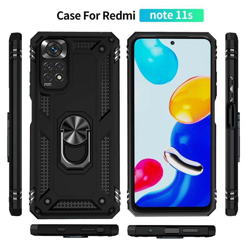For Xiaomi Redmi Note 11 11S 2022 Case Magnetic Metal Ring Holder Bumper Armor Cases For Redmi Note11 Pro 11E Pro 5G Back Cover