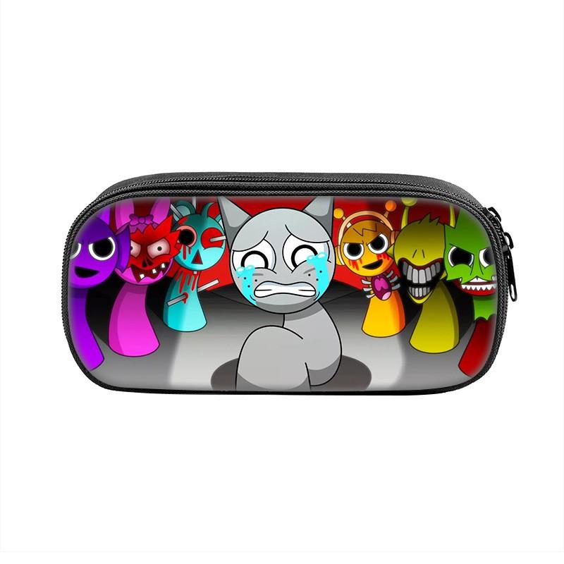 Sprunki Game Character Print Student Single Layer Stationery Storage Bag For Students And Office Supplies