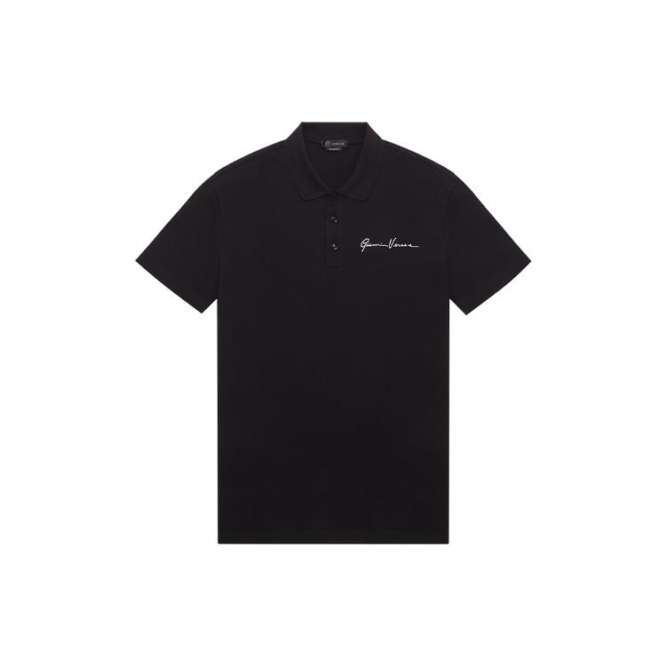 VERSACE Polo Shirts Men's Black Polo Collar Moderate Straight Fit A85108-A231240-A2024