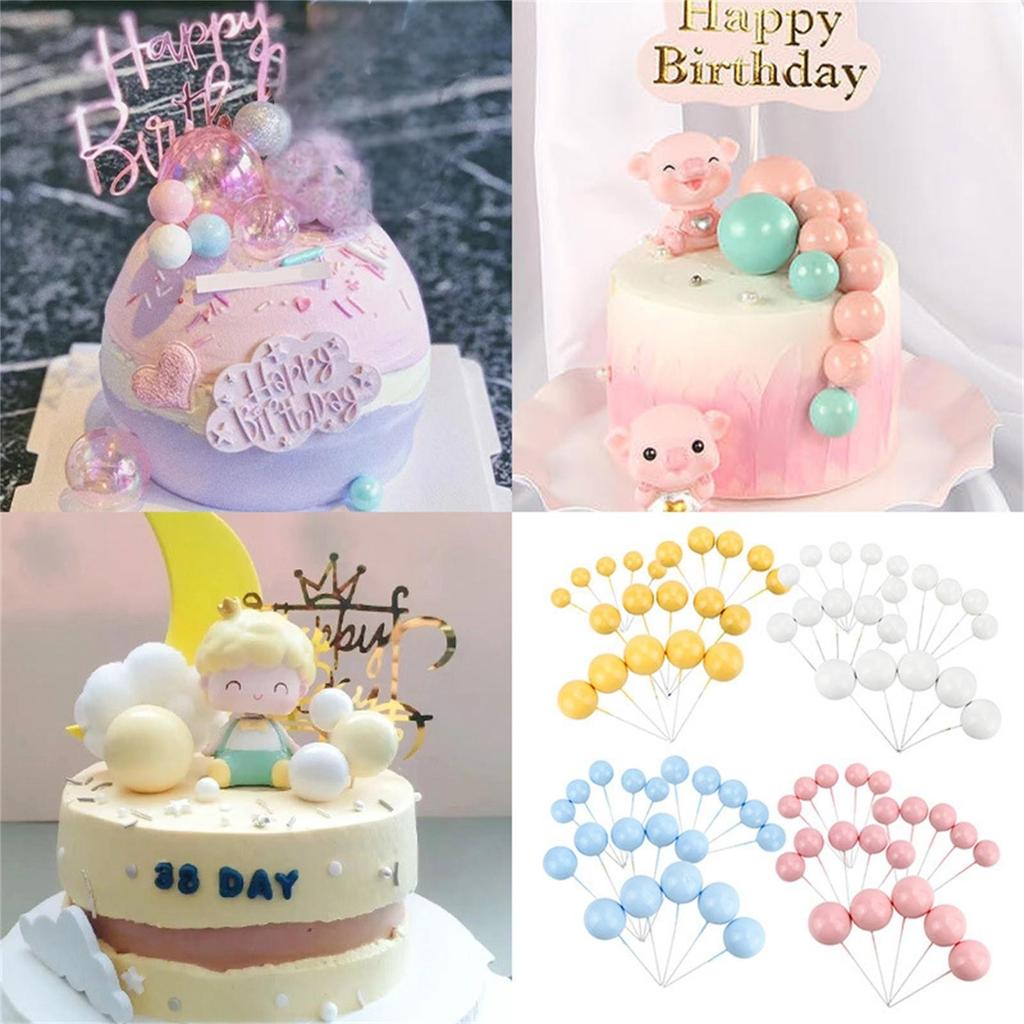 Ball Cake Topper Gold Blue DIY Cake Decorations Wedding Kids Birthday Party Supplies Baby Shower Cupcake Flag