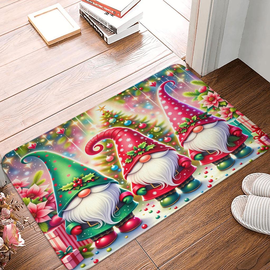 Snowman Pattern Merry Christmas Doormat Non-Slip Entrance Kitchen Bath Door Floor Mat Toilet Carpet Rug