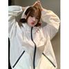 Women Summer Jackets White Oversized Zipper Transparent Outerwear Korean Fashion Casual Lightweight Sports Coats Female