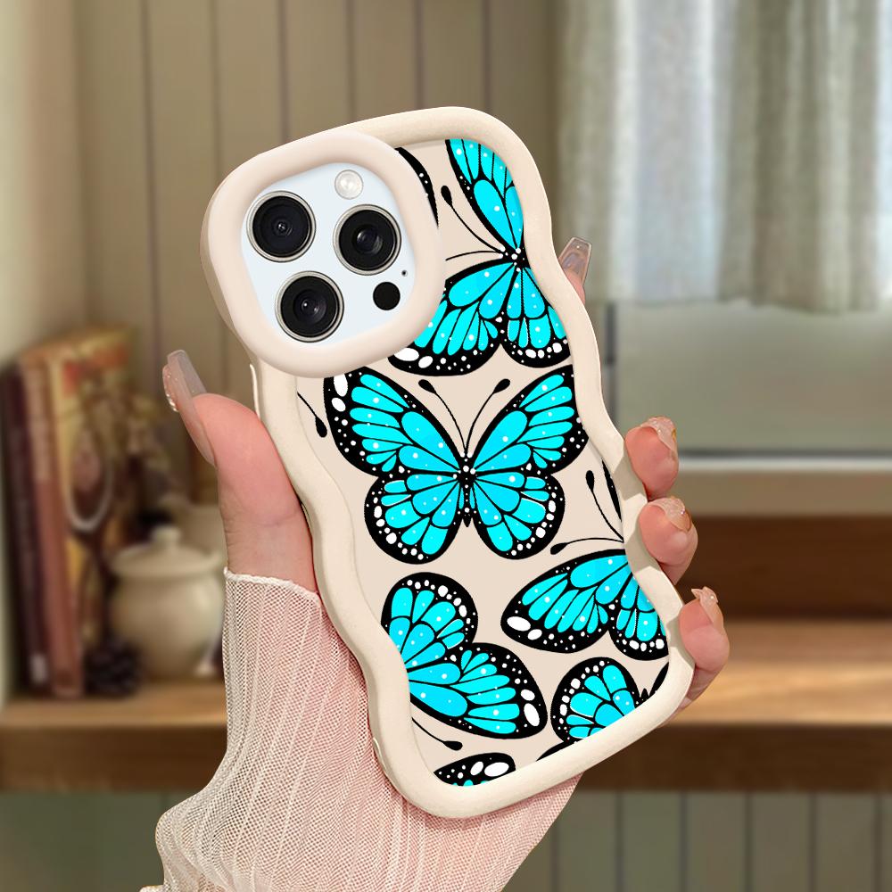 Для iPhone Redmi 13 13C 14C Note 13 12 Pro Samsung A05 A06 A13 A14 A15 A16 Honor X6 X6a X8 X8a Мягкий силиконовый чехол для телефона с волнистым краем и рисунком бабочки