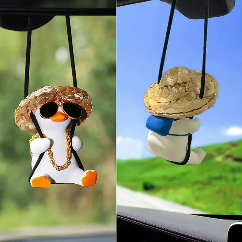 Cute Car Interior Duck Anime Decoration Gypsum Auto Rearview Mirror Pendant for Swing Car Decoration Accessories Dropship