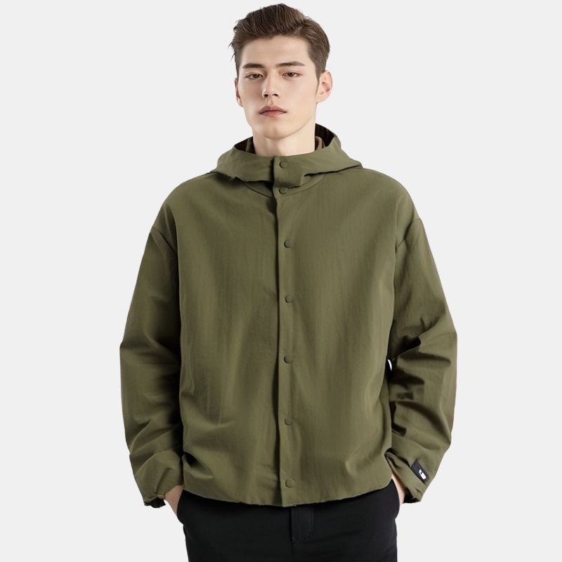 Fear of God Essentials Нейлоновая куртка-ветровка с капюшоном и текстурой Мужская верхняя одежда Военный стиль Зеленый 202BT246375F