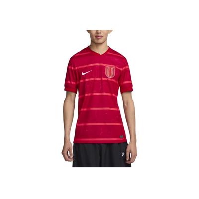Dri-Fit Чэнду Жунчэн Удобная полосатая футболка с коротким рукавом для футбола Мужские топы Фитнес-Красный Лазерно-Красный Белый HM6166-687