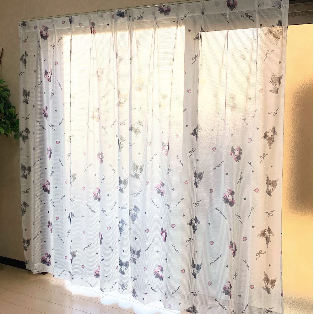 Sanrio Kuromi My Melody Midnight Melody UV Protection Hard To See from the Outside Lace Curtain Width 100 X 176cm Length Set of 2 My Melody Fully