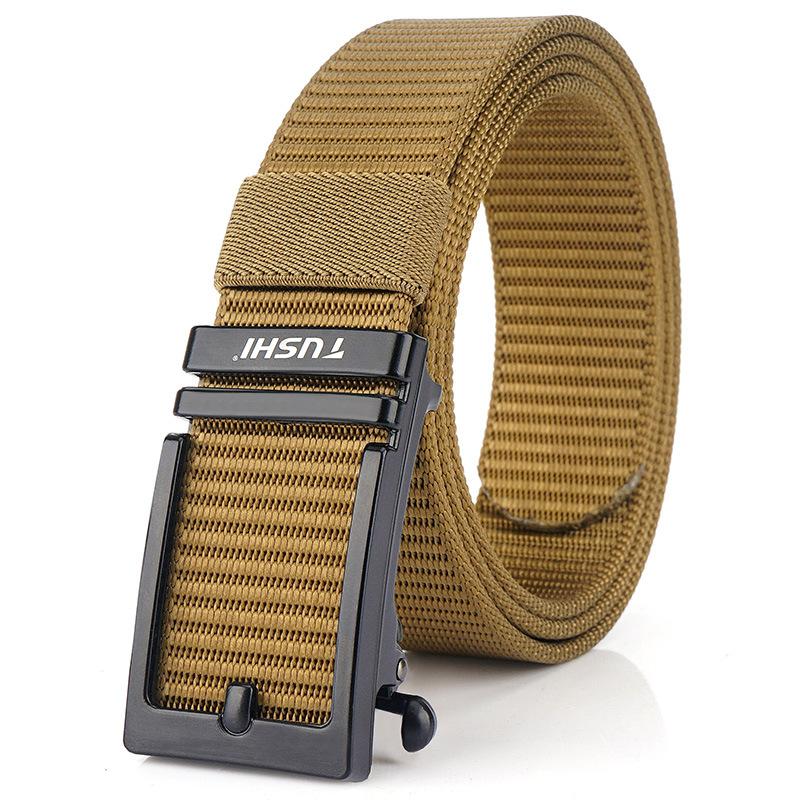 Новый мужской ремень для поездок на работу с автоматической пряжкой из нейлона, универсальный двухслойный толстый ремень для отдыха на природе