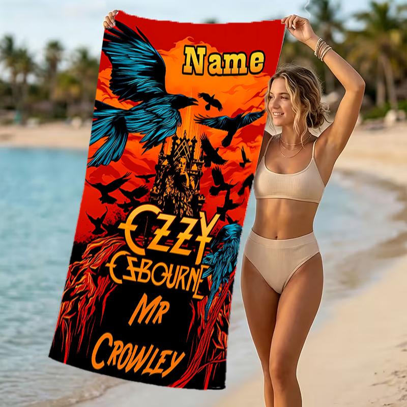Customizable personalized beach towels rock Ozzy Osbourne themed designs.Suitable for the beach, yoga, sports;ideal as beach accessories