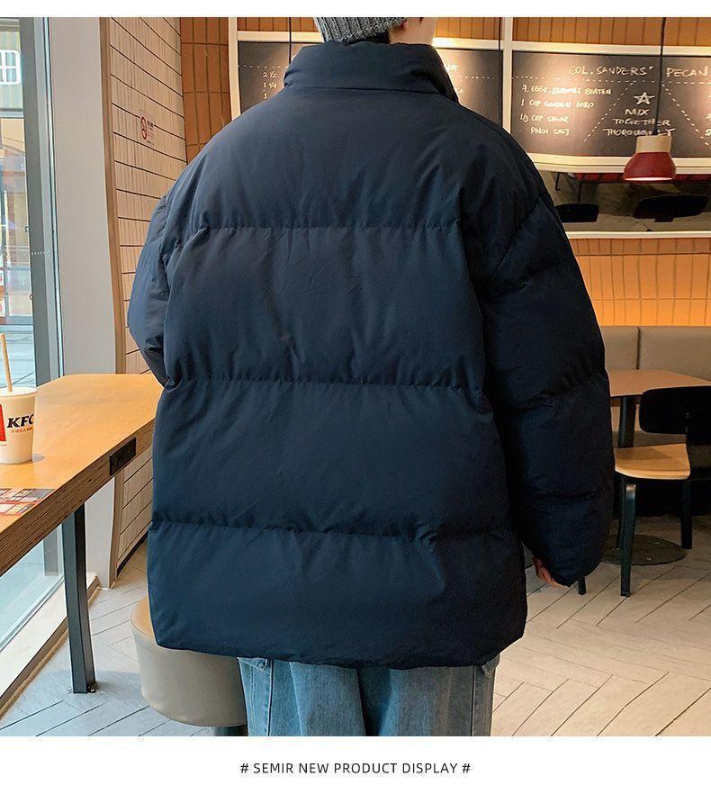 Men's Winter Thickened Cotton-Padded Jacket - Fashionable Loose Fit, Stand-Up Collar, Warm Bread Style