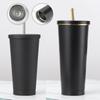 500/750ml Large Capacity Stainless Steel Double Wall Vacuum Insulated Tumbler with Straw and Lid Coffee Mug Travel Cup Boba Cup