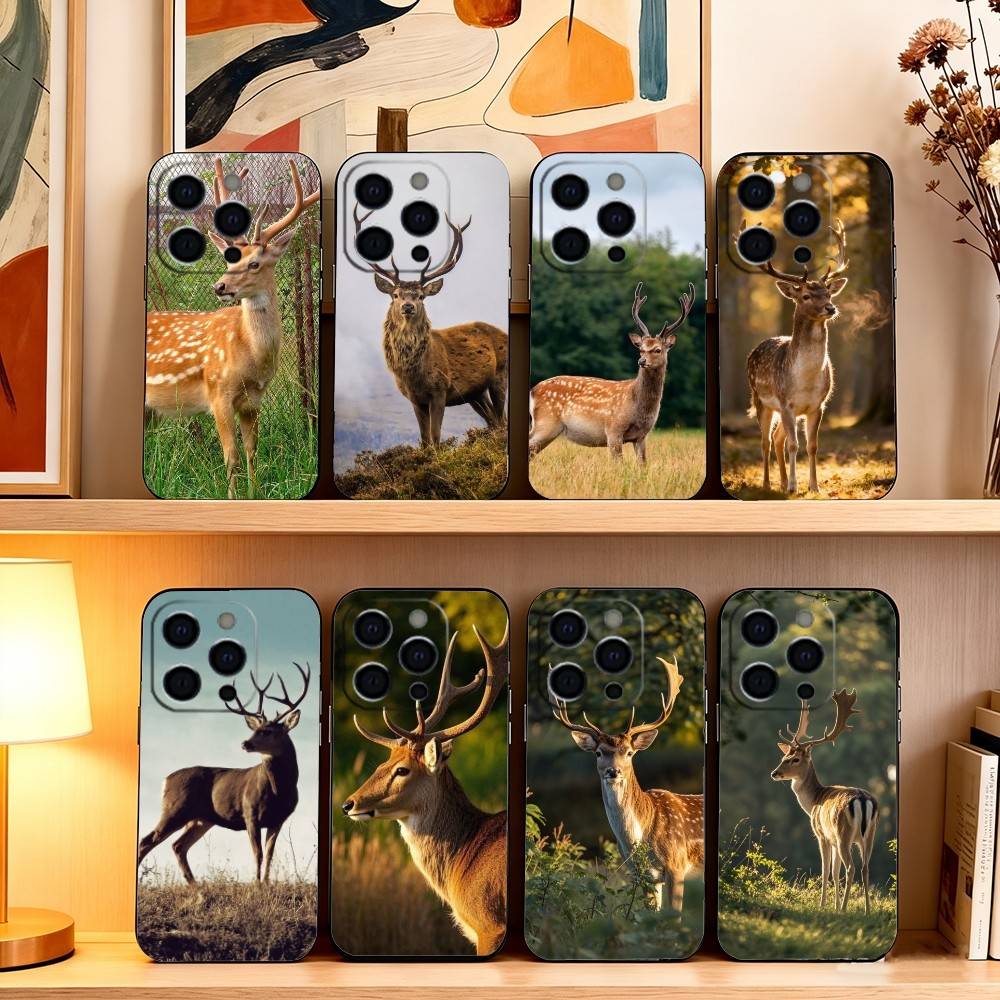 Иллюстрация Sika D-Deer Чехол для телефона для iPhone 17,16,15,14,13,12,11 Plus,Pro Max,XS,Мягкий силиконовый черный чехол