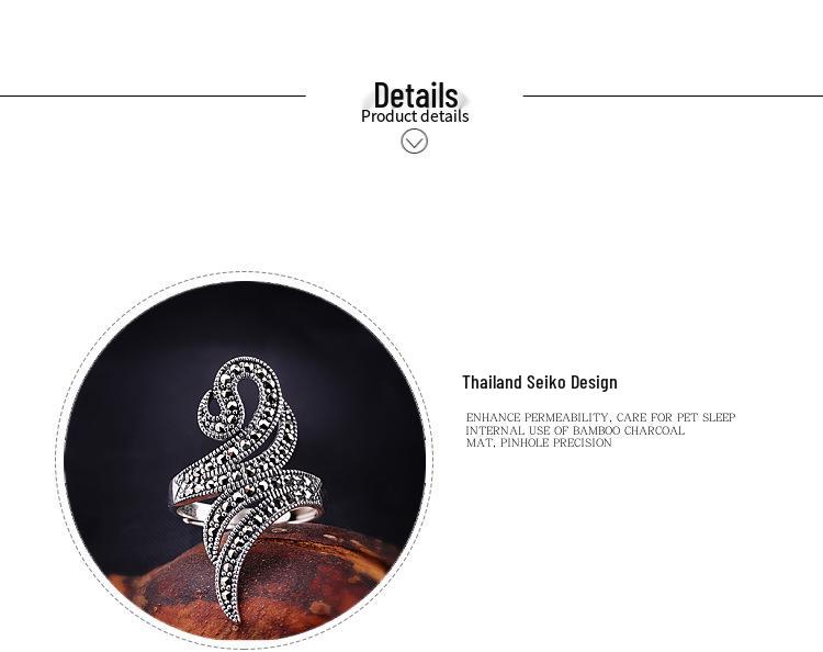 Женские украшения ручной работы из тайского серебра S925: Кольцо с марказитом