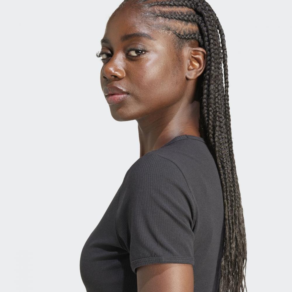 Adidas Essential Lip Tee Crop Top Black Iy9664