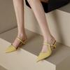 Fashion 2024 New Summer Women Shoes Pointed Toe Mules Genuine Leather High Heel Sandal Outside Slipper Shoes for Women Handmade