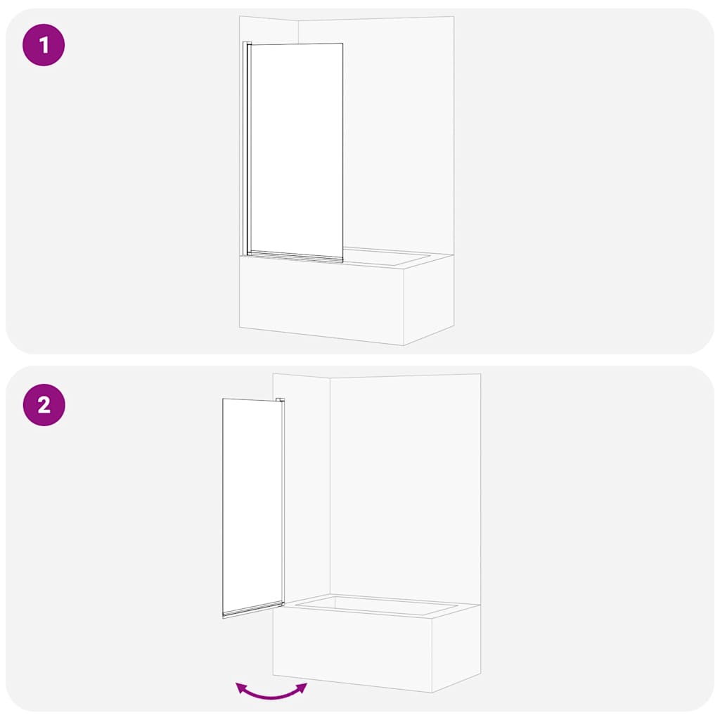 Black Shower Screen 68 x 130 cm Tempered Glass