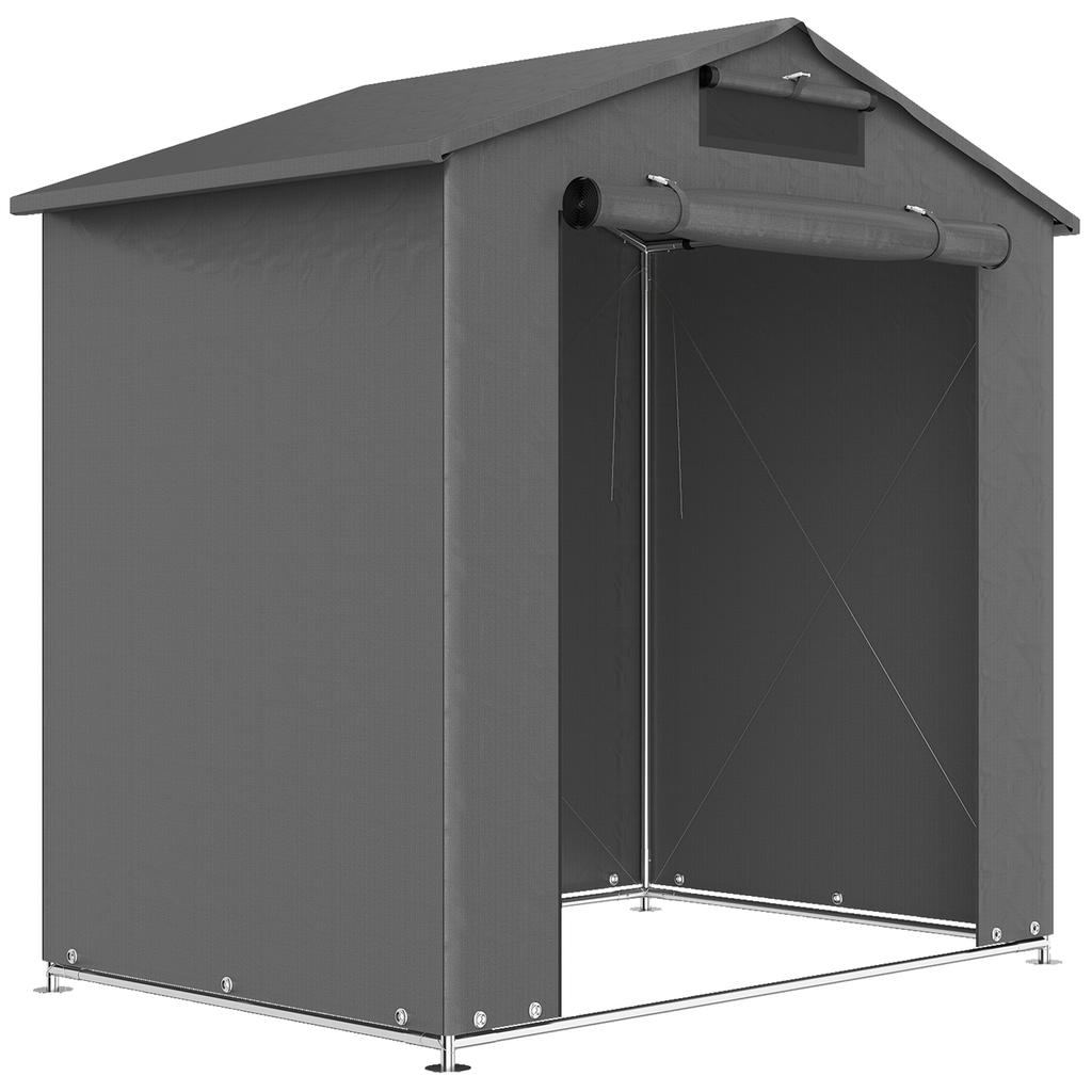 6 x 4 ft Outdoor Garden Storage Shed, Waterproof Bike Tent with Vent and Roll-Up Zipper Door