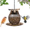 Кормушка для диких птиц на открытом воздухе, дизайн совы, подвесная кормушка для колибри с крючком, металлическая сетка, кормушка для птиц для наружного двора, балкона, садового декора