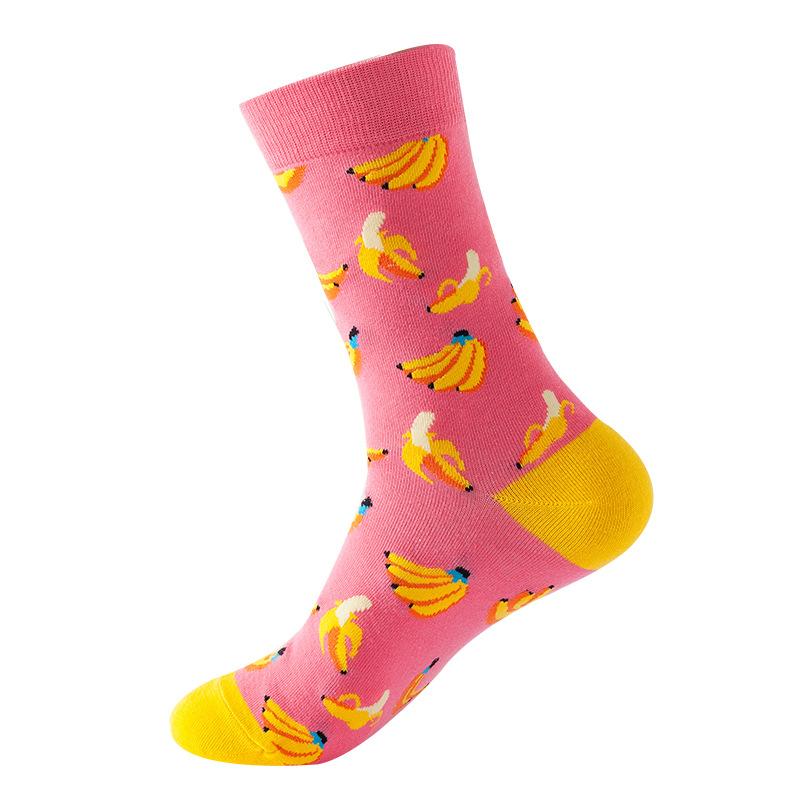 1pair Combed Cotton Fashion Hip Hop Man Woman Socks Harajuku Fruit Skateboard Oil Painting Animal Happy Socks Funny Sokken