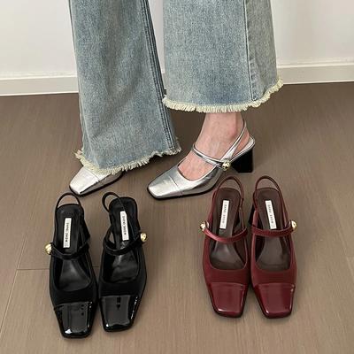 Женские туфли на высоком каблуке, сандалии Мэри Джейн, женские летние новые туфли Мэри Джейн на мягкой подошве, туфли-лодочки, массивный каблук, лакированная кожа, нарядные сандалии