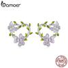 Bamoer 925 Sterling Silver Wisteria Flower & Butterfly Stud Earrings Heart Vine Earrings for Women Girls Romantic Fine Jewelry