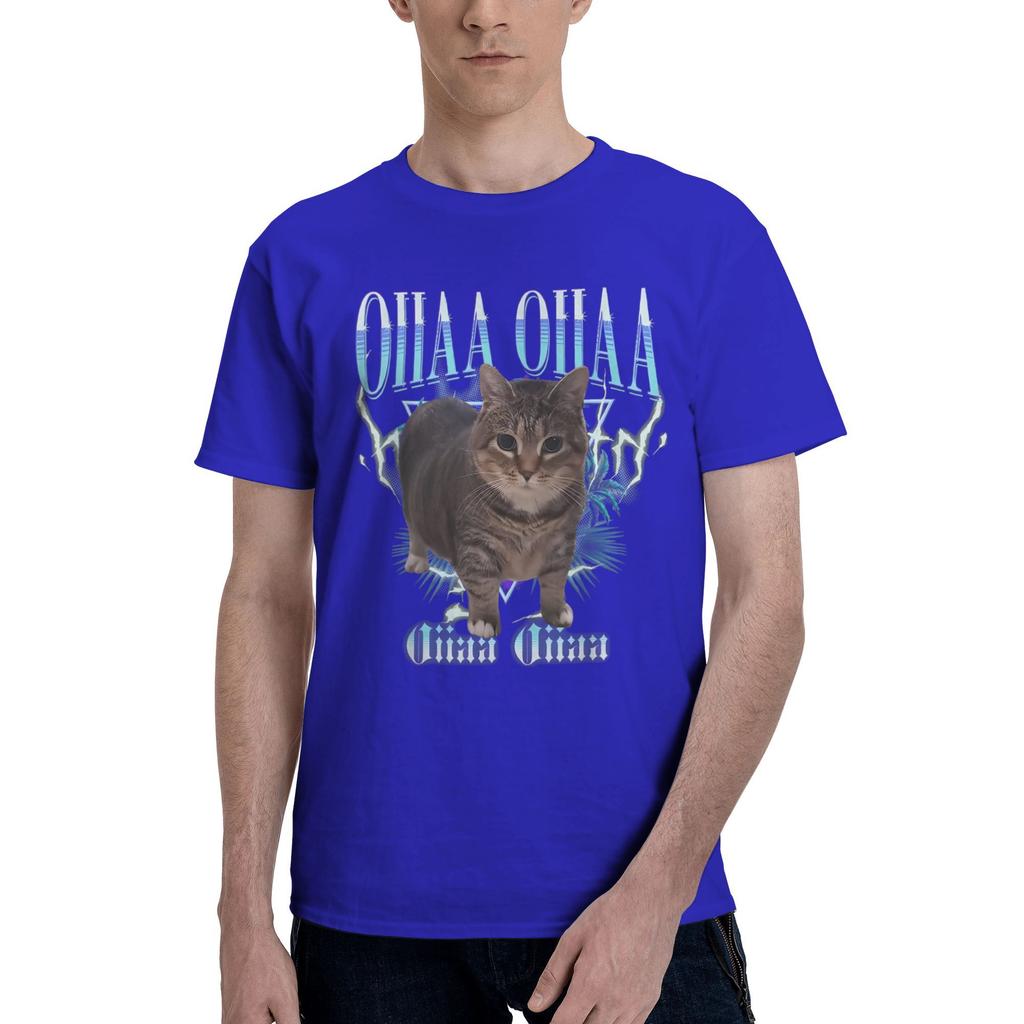 Милая OIIA OIIA CAT Футболка с мемом про вращающегося кота Мужская Смешной кот 100% Хлопковые футболки Летняя футболка с круглым вырезом Горячая распродажа Топы больших размеров