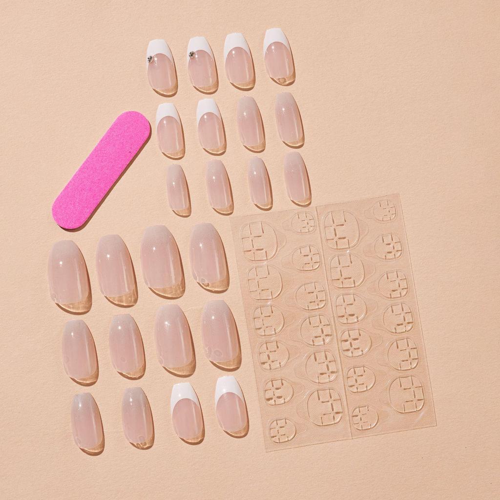 Handmade French Edge Solid Color Short Trapezoid Press-On Nails