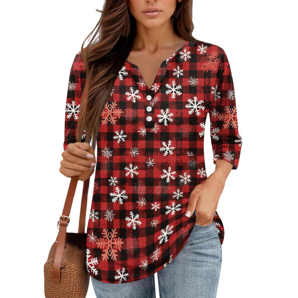 Рубашки с рукавом 3/4 для женщин, футболки с принтом, блузки, повседневные базовые топы больших размеров, пуловеры