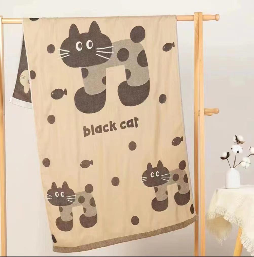 Extra Large Cotton Gauze Cartoon Bath Towel - Soft, Quick-Drying for Adults & Kids