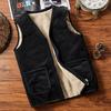 Middle-aged and Elderly Men's Thickened Fleece Winter Warm Vest for Dad, Large Size Lamb Wool Vest
