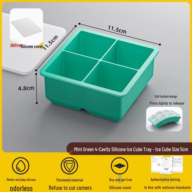 Большой силиконовый лоток для льда с крышкой - Пищевой, не содержит БФА