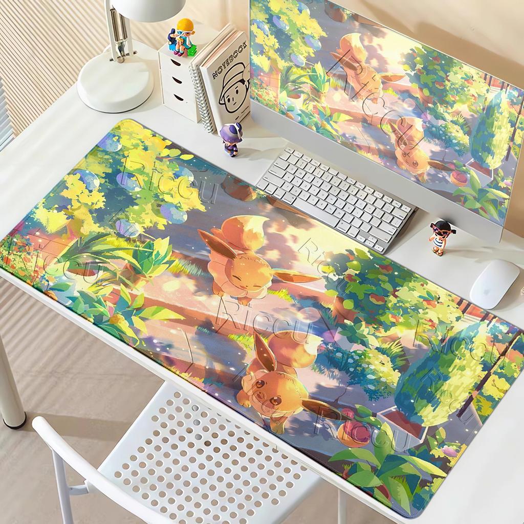 Kawaii Mousepad Computer New Style Mouse Pads E-eevee Keyboard Pad P-pokemon Carpet Gamer Soft Office PC Accessorics Desktop Mat
