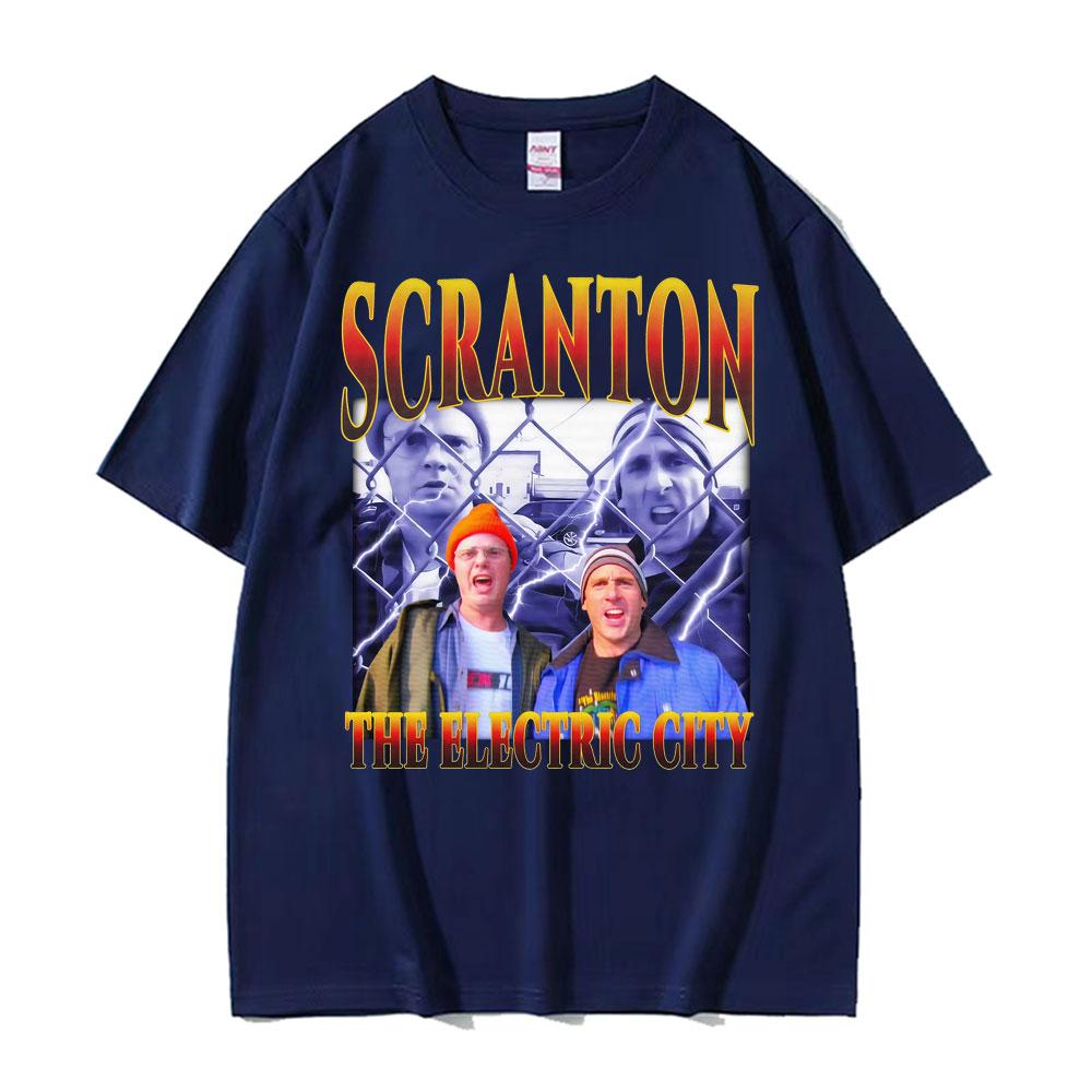 Funny Scranton The Electric City Vintage 90s Movie T Shirts Mens Clothing Fashion Classic Tshirt Cotton Summer Casual T Shirt
