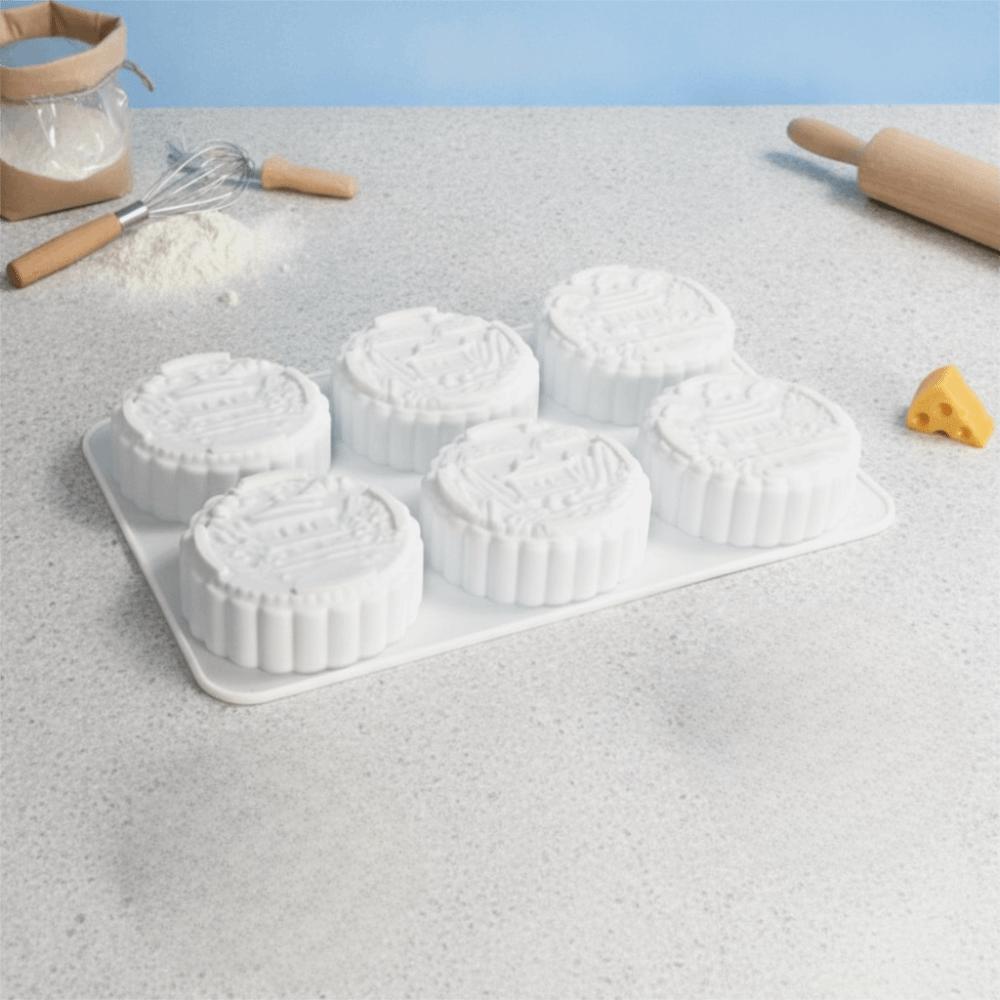 Silicone Auspicious Clouds Mooncake Mold 6 Cavities Mung Bean Cake Mold Soap Mold Kitchen