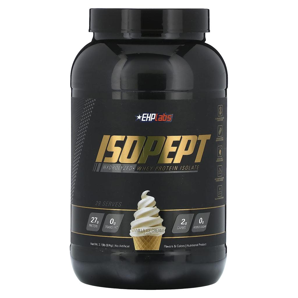 EHPlabs IsoPept, Hydrolyzed Whey Protein Isolate, Vanilla Ice Cream, 2.15 Lb (974 G)