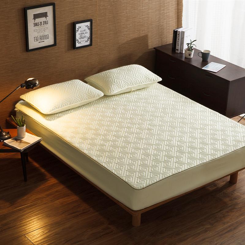 Thicken Quilted Mattress Cover King Queen Quilted Bed Fitted Bed Sheet Anti-Bacteria Mattress Topper Air-Permeable Bed Pad