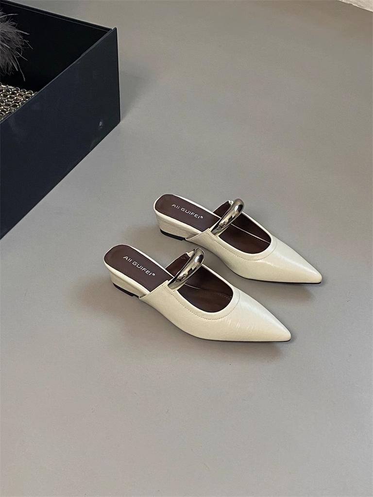 Pointed Toe Women's Slippers Summer Fashion Shallow Mouth Women's Mules Comfortable Wear Outside Ladies One Word Drag
