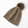 Кашемировая осенне-зимняя новая модель женская высококлассная однотонная полосатая с меховым помпоном утолщенная теплая модная вязаная повседневная шапка