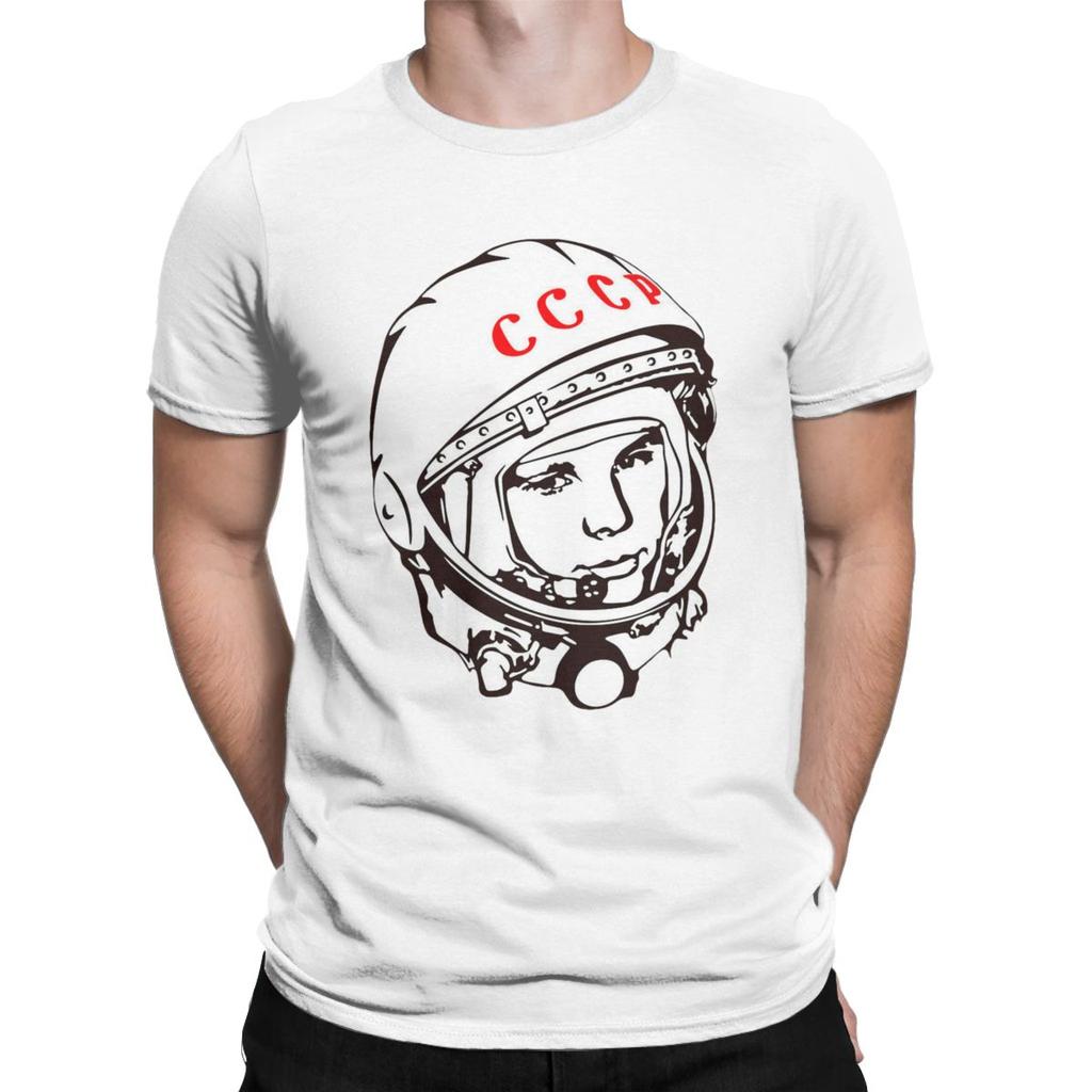Vintage Yuri Gagarin USSR T-Shirts for Men T Shirt Cosmonaut Soviet Union Astronaut CCCP Short Sleeve Tees 4XL 5XL Clothes