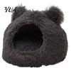 Soft Plush Pet Cave Cat Bed, Warm Enclosed Hideaway, Fluffy Cozy Sack Tent Burrow Bed for Indoor Cats Small Dogs Corner Animals