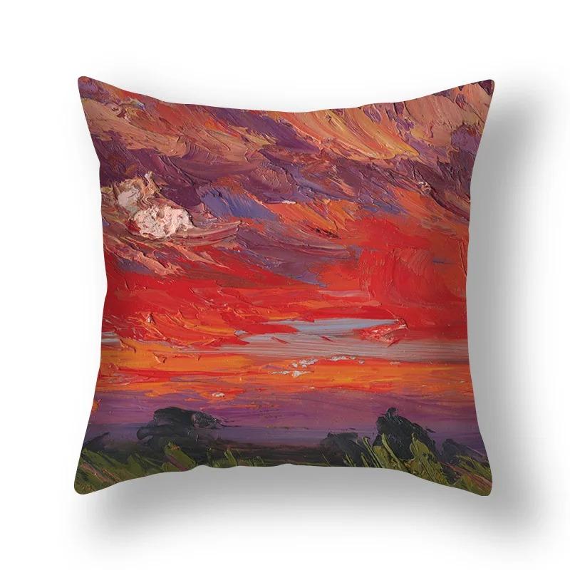 Pillowcase Sofa Living Room Colorful Tree Cushion Cover Home Decoration Tree Landscape Pillowcase