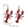 Gold Red Lobster Charm Earrings Zinc Alloy Stainless Steel Studs Women Beach Vacation Ocean Style Fashion Jewelry