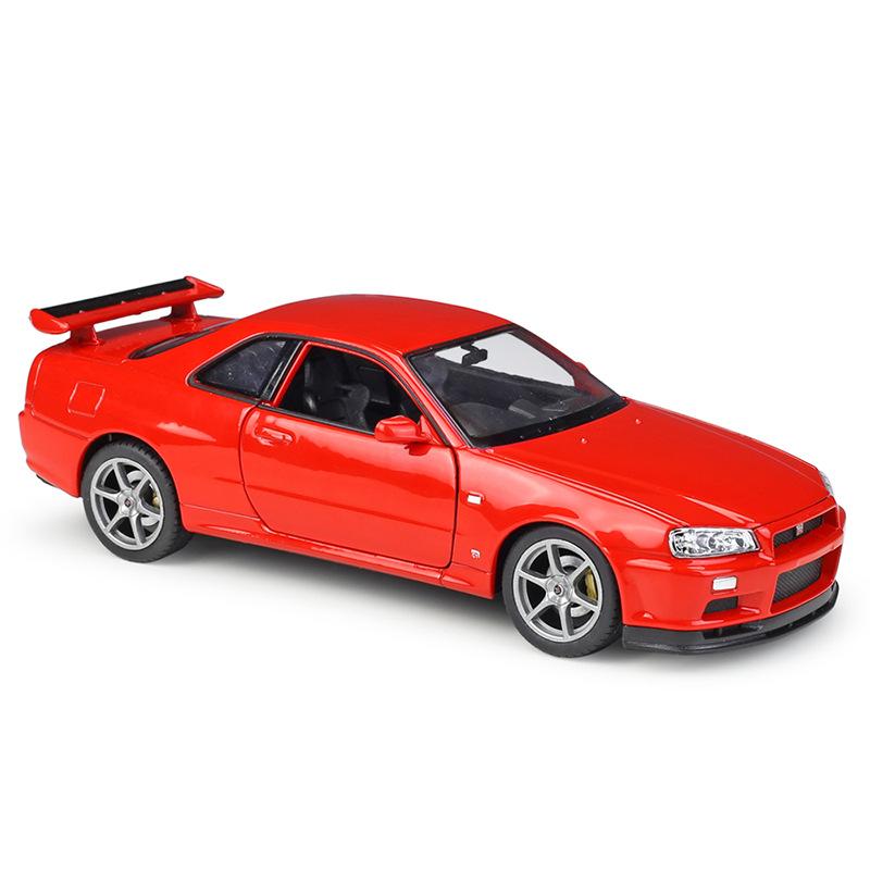 Welly 1/24 Nissan Skyline GTR R34 Сплав Модель Спортивного Автомобиля Литые Металлические Гоночные Автомобили Транспортные Средства Модель Симуляция Детские Игрушки Подарок